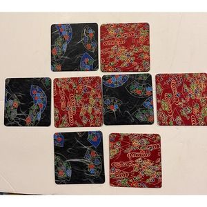 Vtg Boho designed coasters by Jason New Zealand rice paper texture